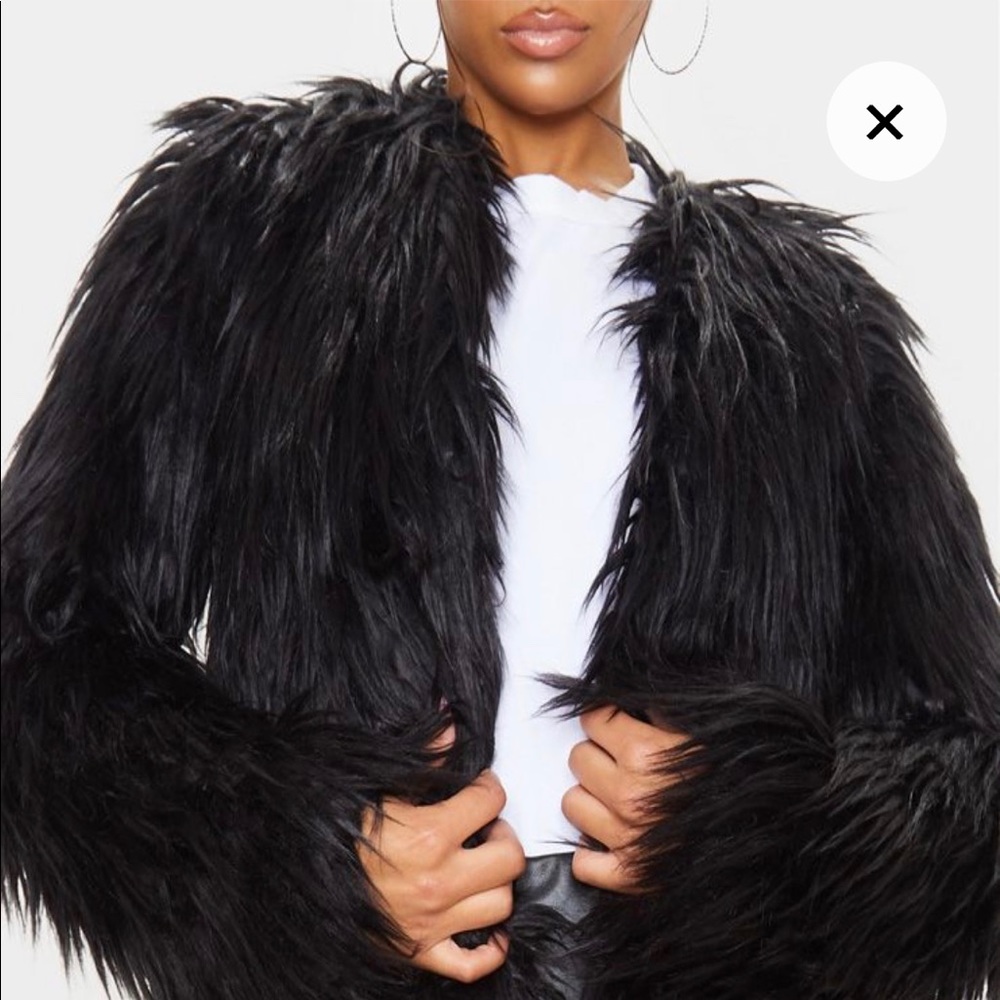 Black Shaggy Faux Fur coat